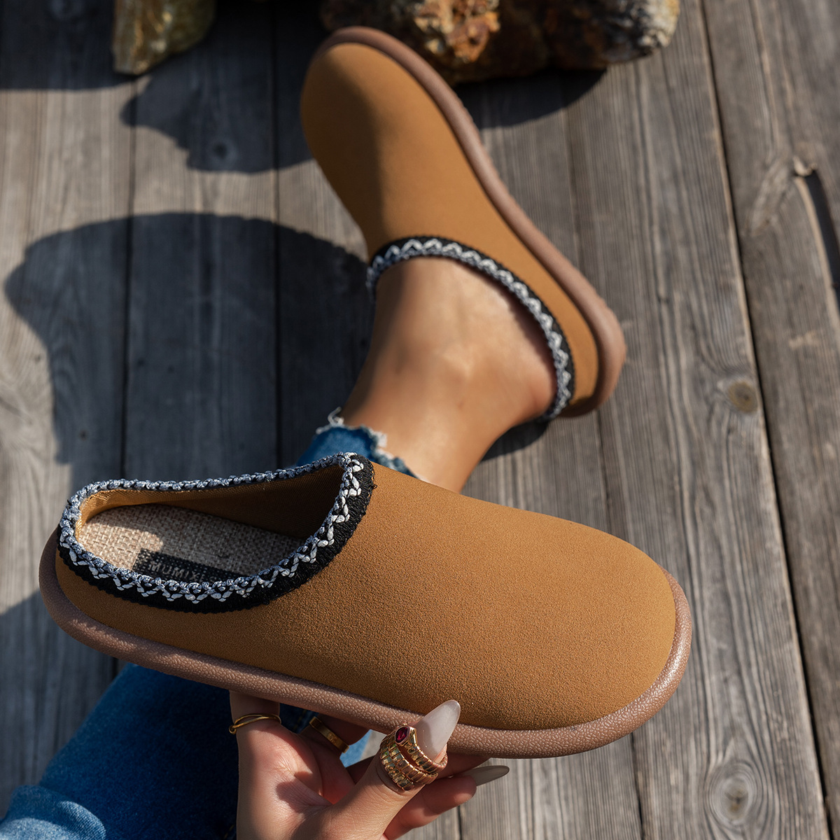 Women'S Shoes In Wide Width - レディース 2025 刺繍入りスリッパ エスニックスタイル フラットソール オープンバック