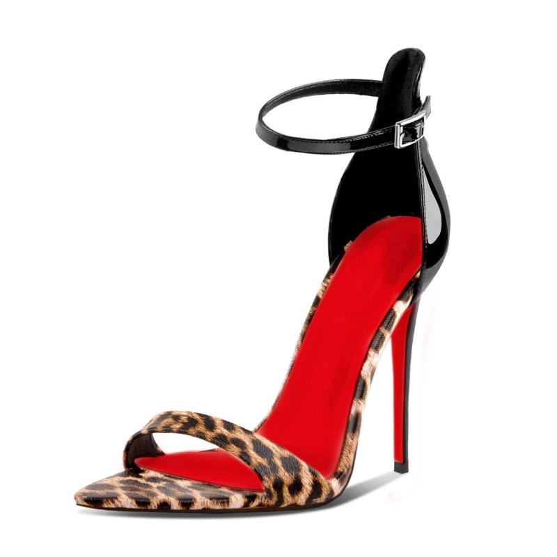 Leopard Print Heels - レディース カスタムメイド レオパード柄 ポインテッドトゥ ハイヒール オープントゥ