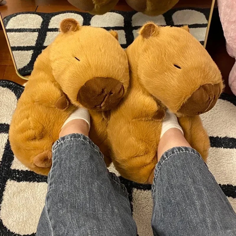 Women Shoes For Winter - ノベルティカピバラスリッパユニセックス動物スライド靴女性のかわいいファジーホームスリッパ女性冬暖かい部屋の床の靴カップル