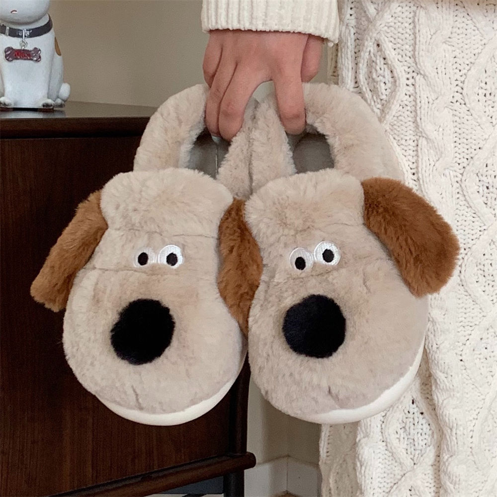 Women Shoes For Winter - Size36-45抱擁犬スリッパ女の子ふわふわ暖かいスライドスリッパ女性抱擁動物フラットシューズ2022インホット厚手の毛皮のスリッパ