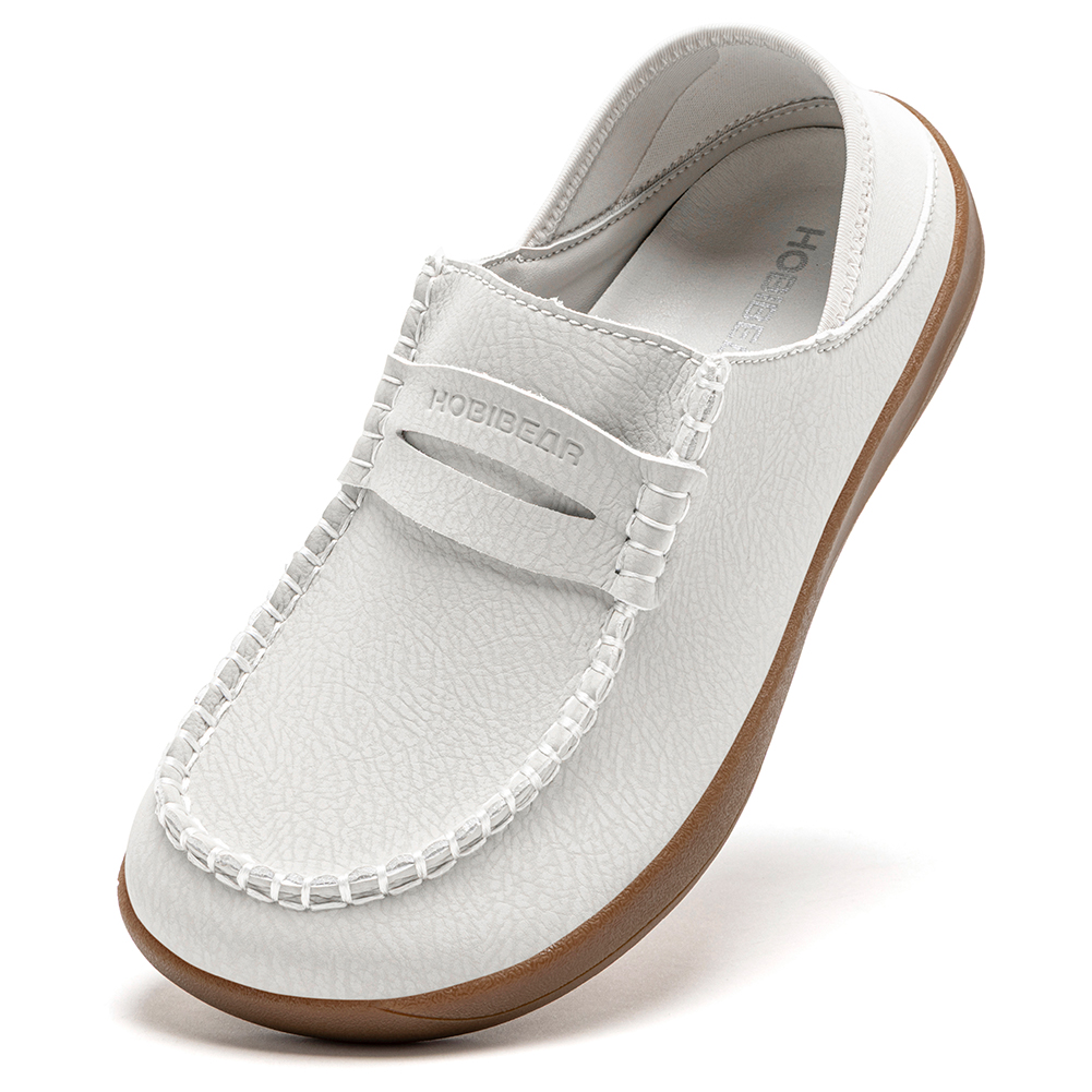 Women'S Shoes In Wide Width - HOBIBEAR 女性用裸足ローファー 幅広スリッポン 軽量シューズ 快適な人工皮革フラットシューズ