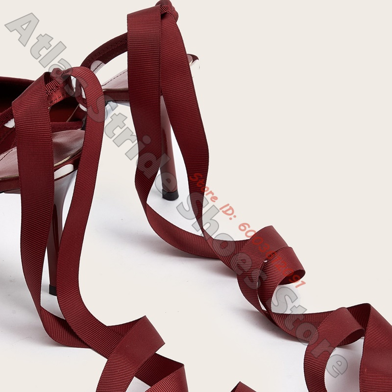 サテンホワイトポルカドット柄ポインテッドトゥスリングバックヒ - Ribbon Tie Heel のレビューと価格