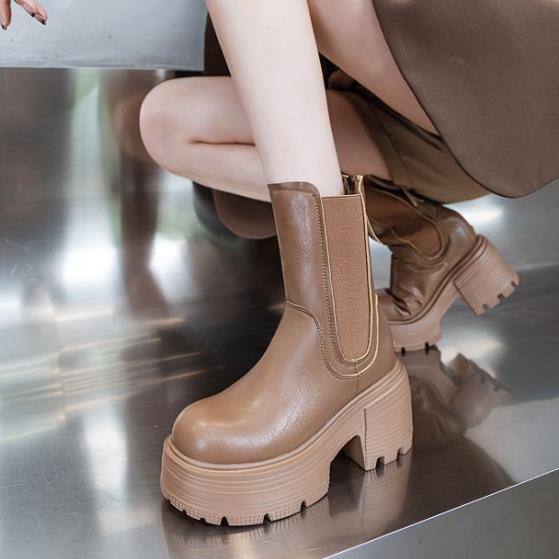 9 センチメートル新ローマ本革アンクルオートバイチェルシーブ - Women'S Shoes High Arch Support のレビューと価格