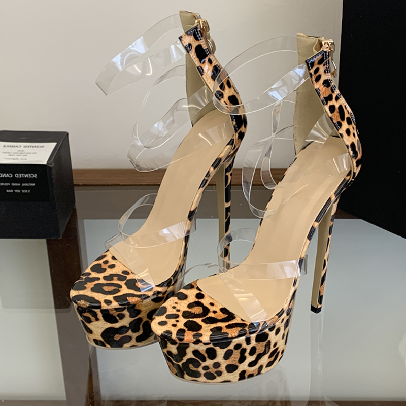 Eilyken PVC 透明薄型ハイヒールナイトクラブストリ - Leopard Print Heels のレビューと価格
