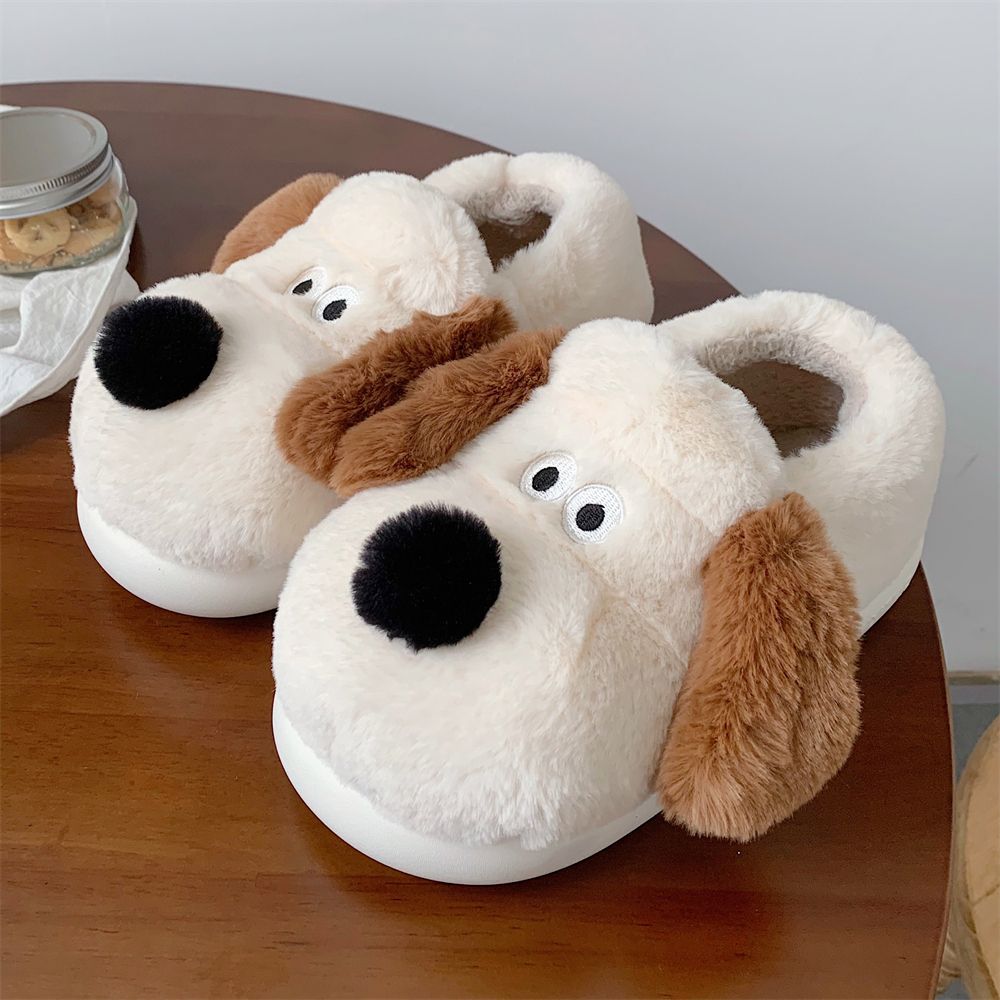 Size36-45抱擁犬スリッパ女の子ふわふわ暖かいスライド - Women Shoes For Winter のレビューと価格