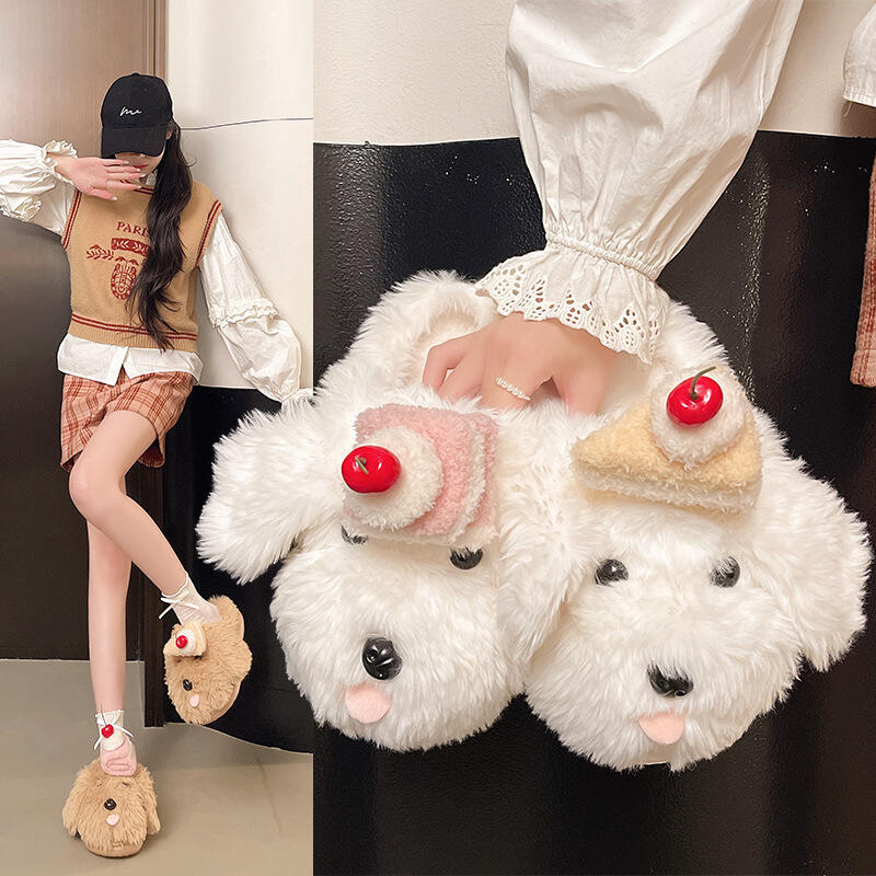 冬ふわふわ女性用スリッパホーム漫画高級デザイナー女性靴フラッ - Women Shoes For Winter のレビューと価格