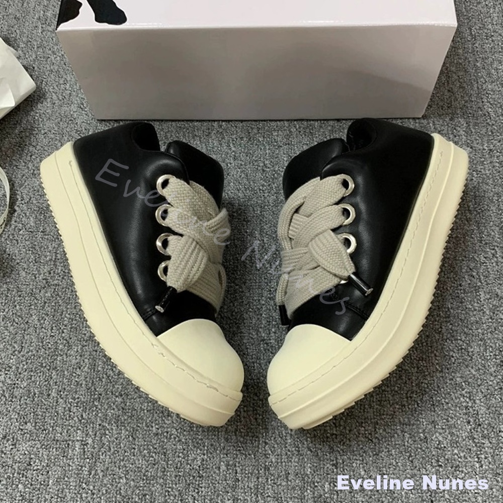 ユニセックス ブラックレザー プラットフォームスニーカー ホ - Women'S Shoes Y2K のレビューと価格