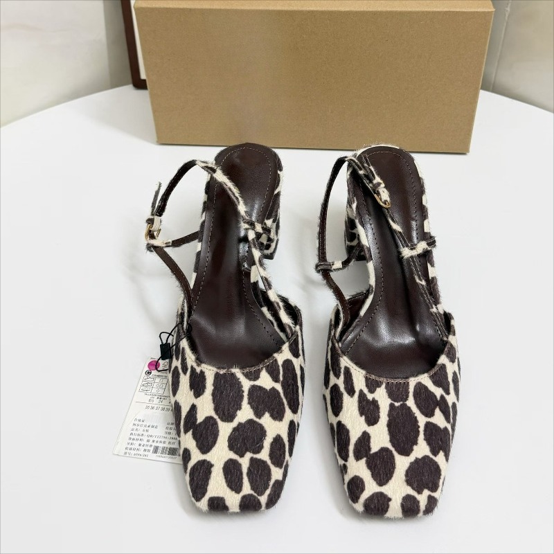 女性ヴィンテージヒョウ柄スリングバックヒール女性サンダルスク - Leopard Print Heels のレビューと価格