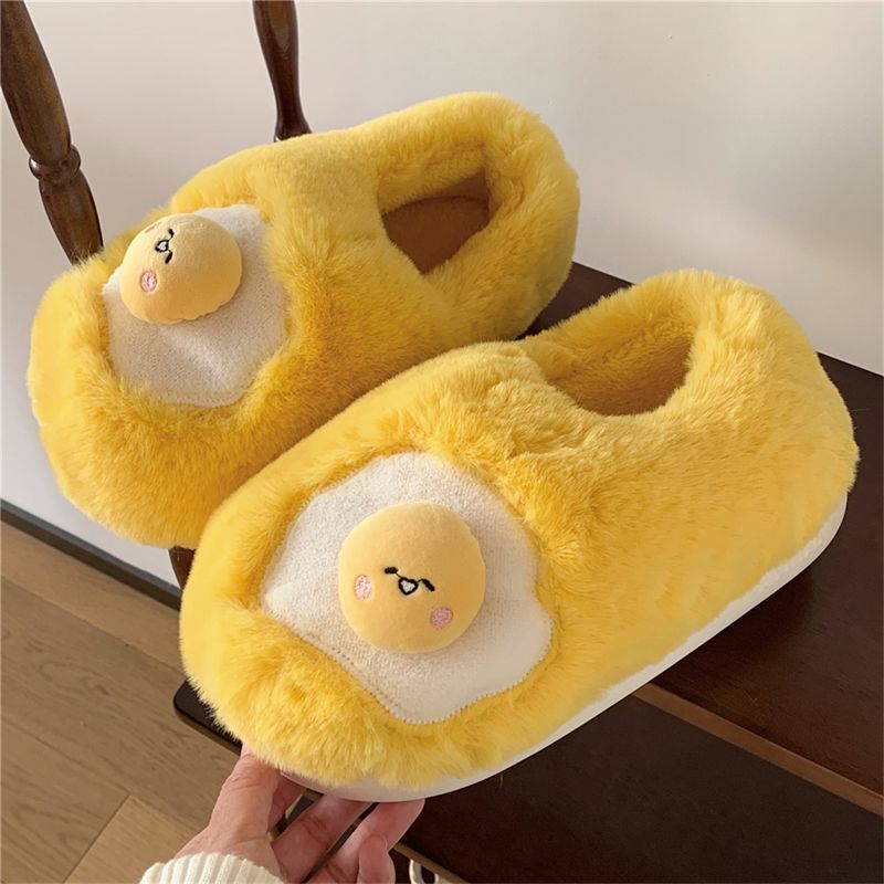 新しい可愛い目玉焼き型のぬいぐるみスリッパ、女性用ノベルティ - Women Shoes For Winter のレビューと価格