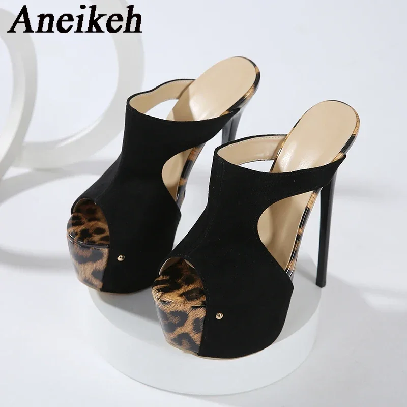 Aneikeh-プラットフォームとヒョウ柄のハイヒールサンダ - Leopard Print Heels のレビューと価格