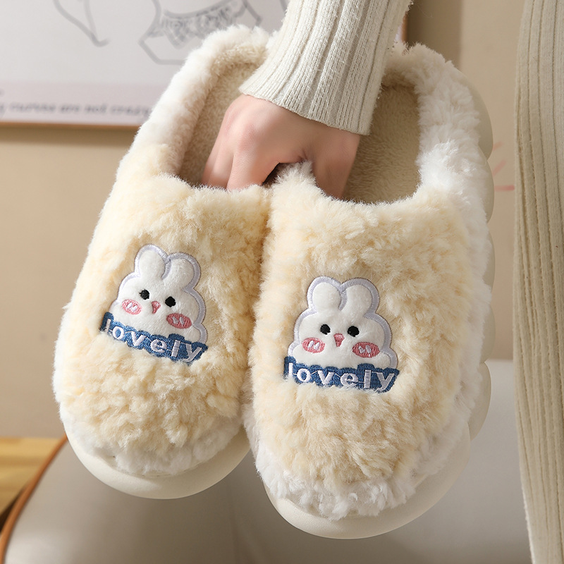 女性用冬用漫画柄キュートなふわふわホームスリッパ 厚底 暖か - Women Shoes For Winter のレビューと価格